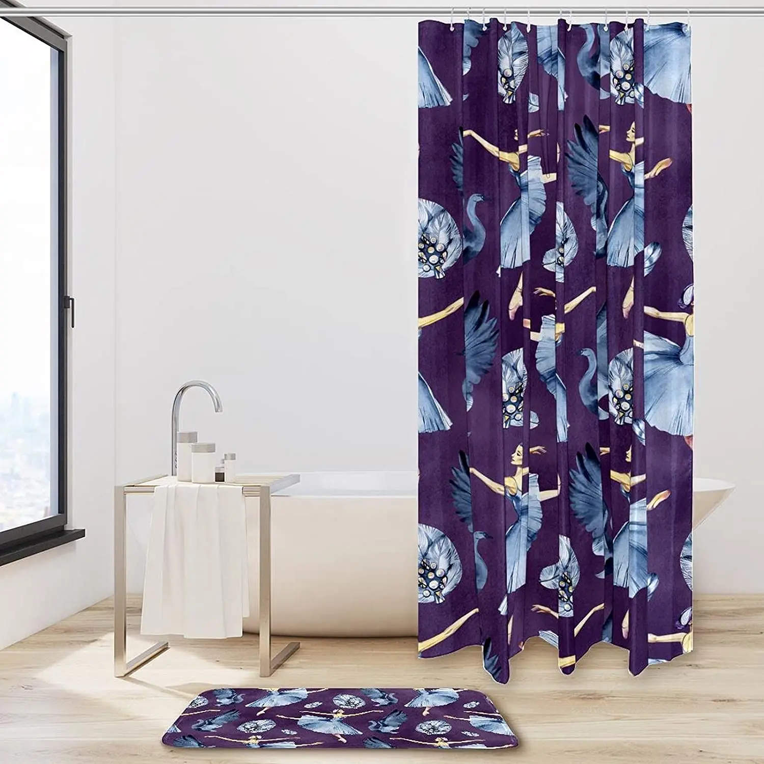 Занавеска для душа Балерина девочка с черным лебедем от Ho Me Lili занавеска ванной