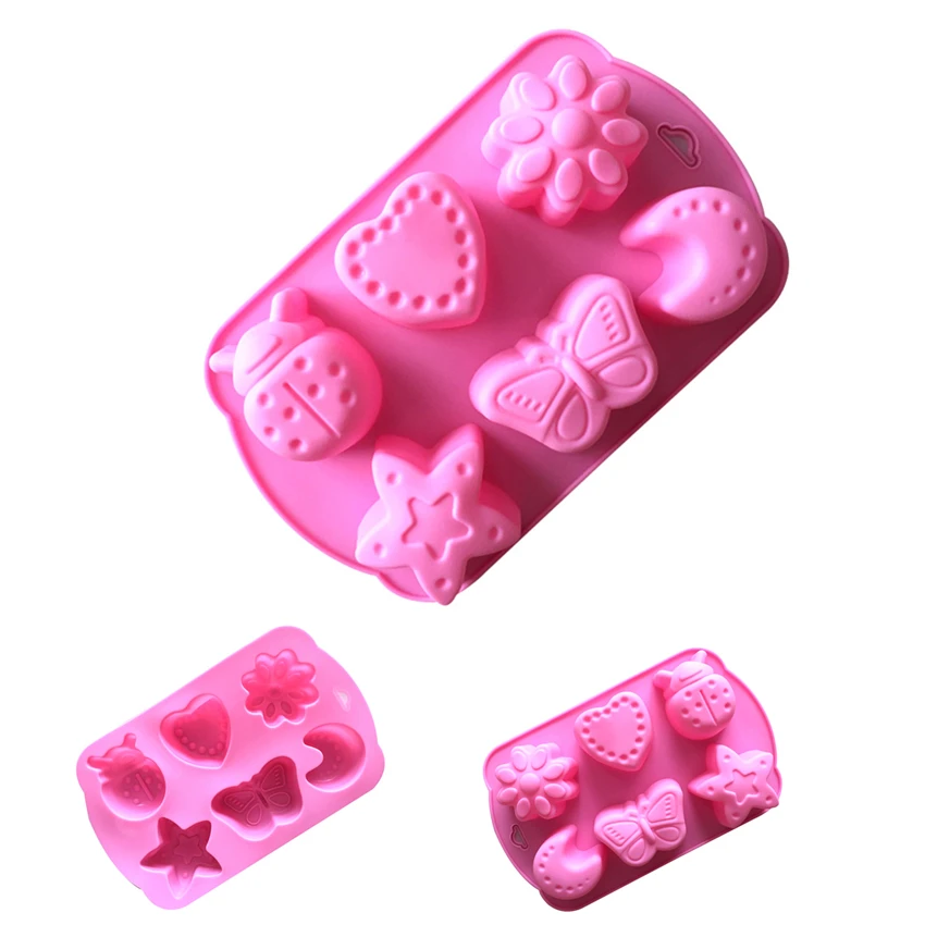 5 шт./лот 3D сердце бабочка Звезда Луна шоколад силиконовые формы для выпечки 6