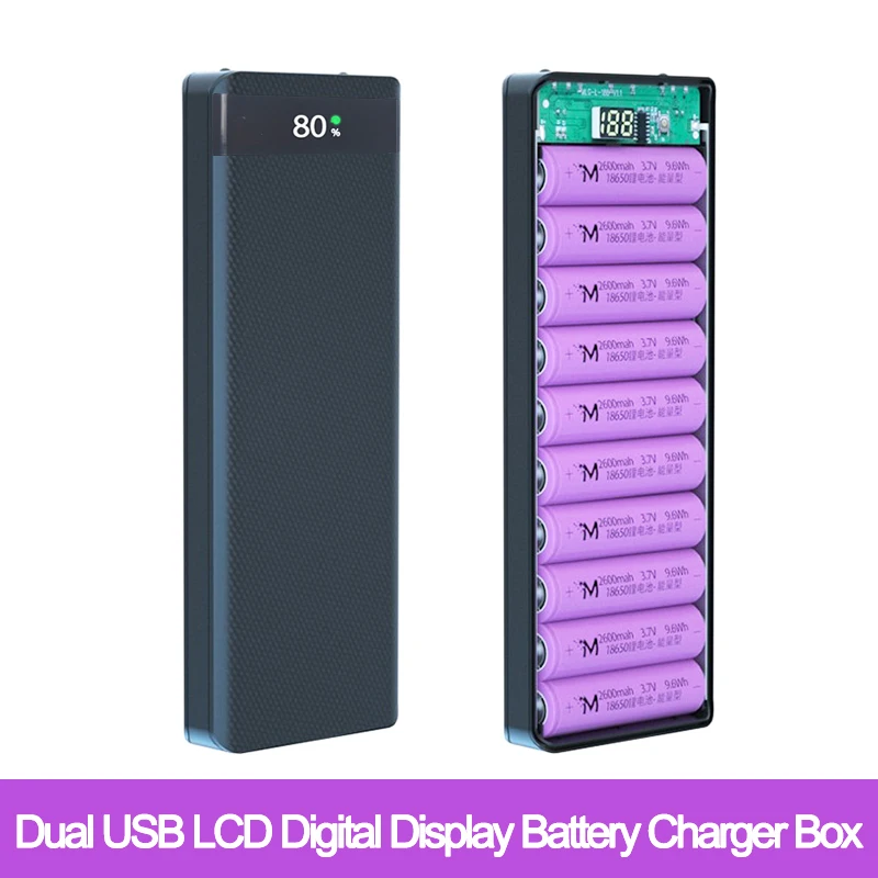 

Бесплатная Сварка 4/8*18650 Коробка для хранения аккумуляторов с двумя USB-портами чехол для внешнего аккумулятора DIY чехол 10*18650 Коробка для держ...