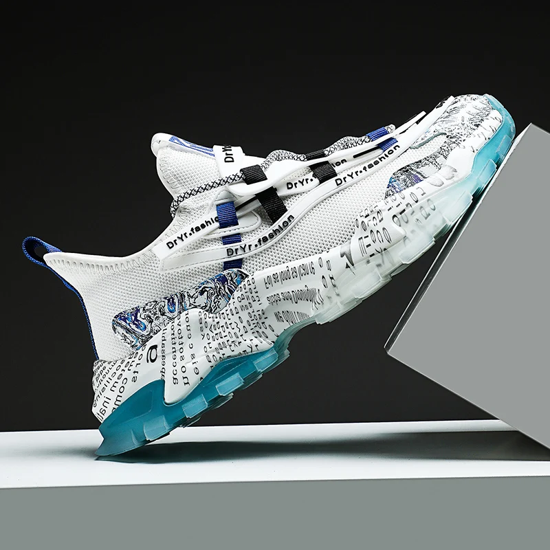 

High Quality Men's Running Shoes Outdoor Mesh Sports Sneakers Platform Shoes Flying Woven Sports Breathable Wearable Jogging Man
