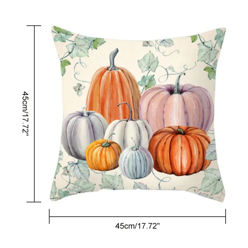 

Halloween Flannel Cushion Cover Soft Throw Pillow Cover Sofa Pillowcase Pumpkin Print Decorations For Home 45x45cm