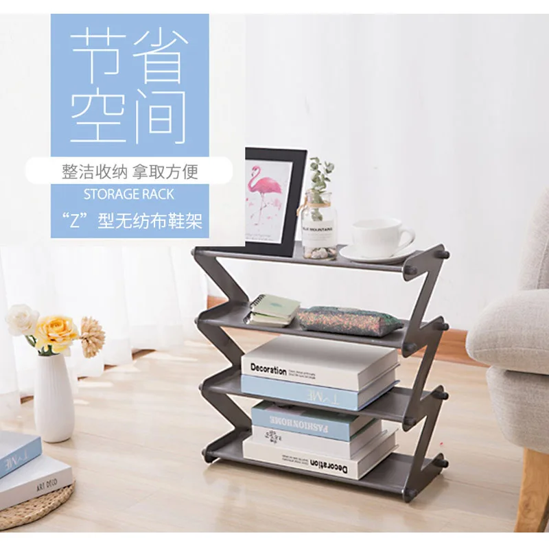 &quotZ" Shape Shoe Rack Tower Organizer Cabinet Entryway Stackable Storage Shelf Unit with 4-Tier Durable Stainless Steel | Мебель