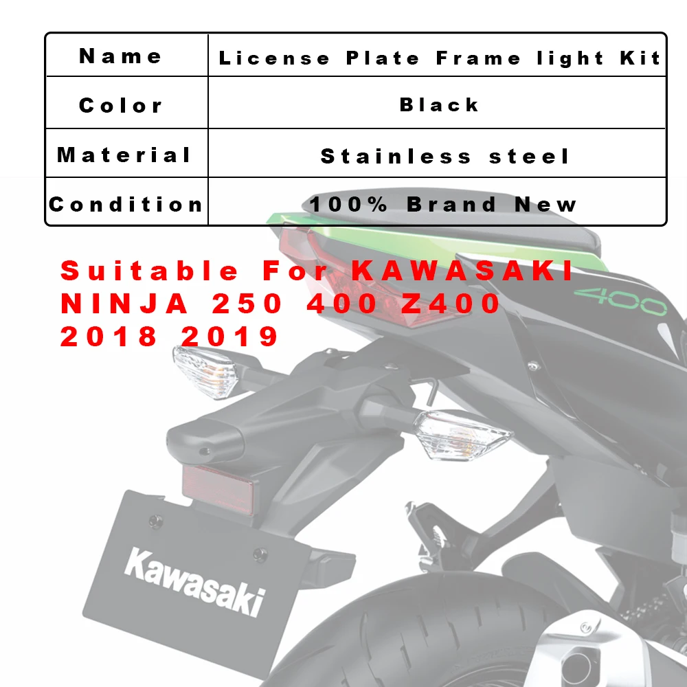 Рамка номерного знака мотоцикла для Kawasaki ninja250 ninja400 ninja 250 400 Z400 2018 2019 держатель