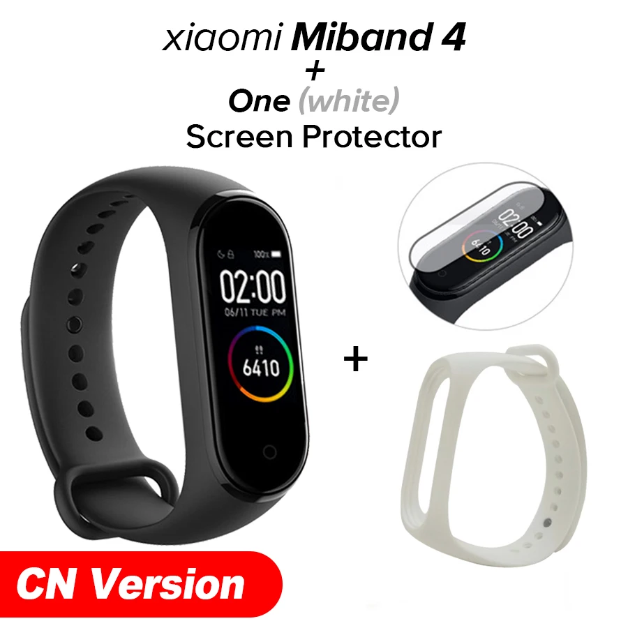 white N film Xiaomi Mi-браслет 4 новейший Xiaomi Mi-браслет 4 браслет 3 цвета сердечный ритм фитнес 135 мАч цветной экран Bluetooth 5,0 - Цвет: white N film
