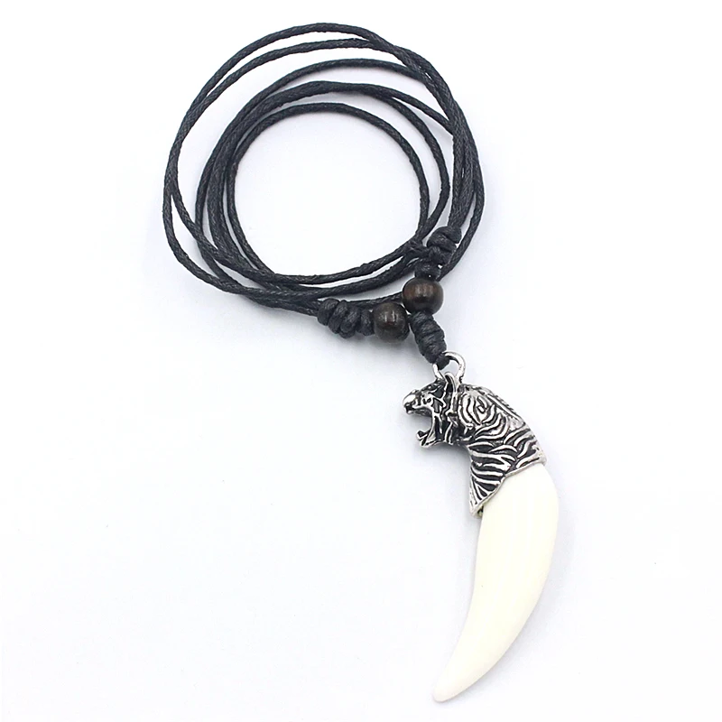 Ювелирные изделия оптом 12 шт. панк голова тигра зубы подвески ожерелья сплав