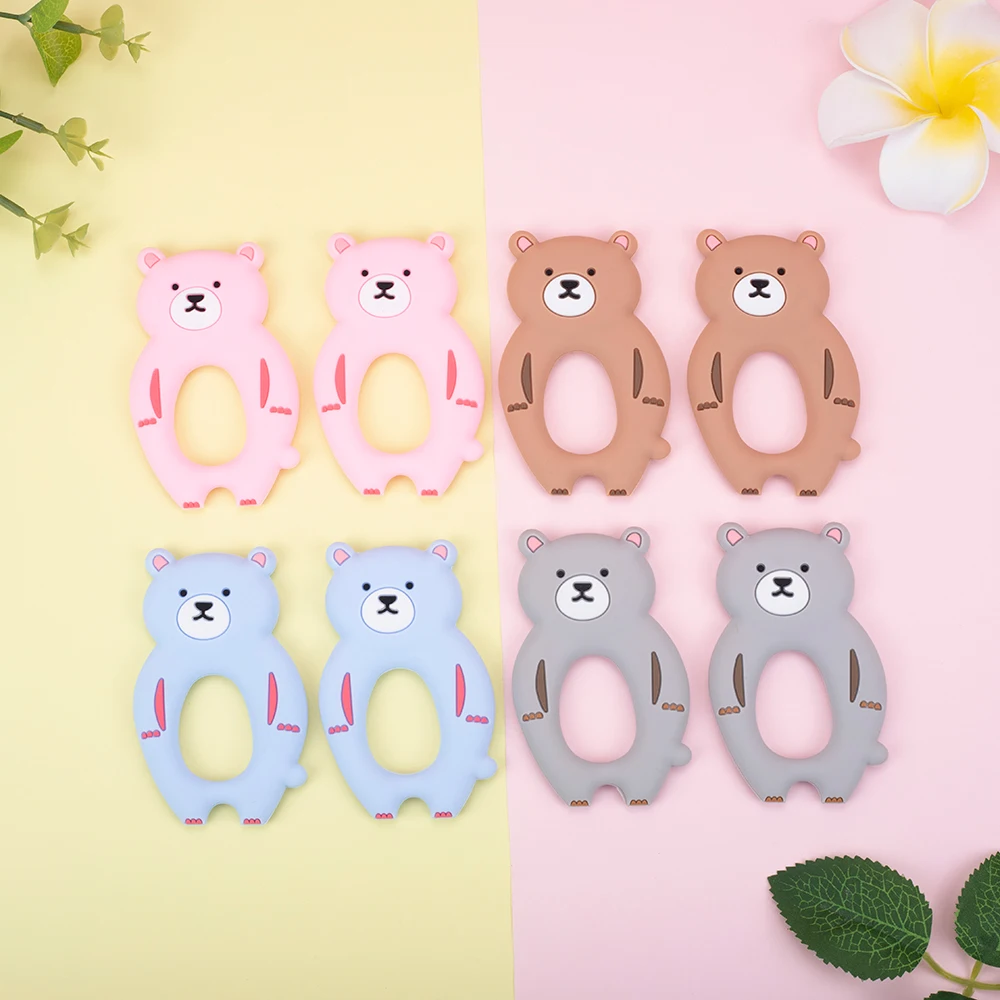 

Sunrony 5/10Pcs Silicone Teether Bear Cartoon Animal BPA-Free Rodent Teething Necklace Food Grade Baby Chew Toy Teething Gum
