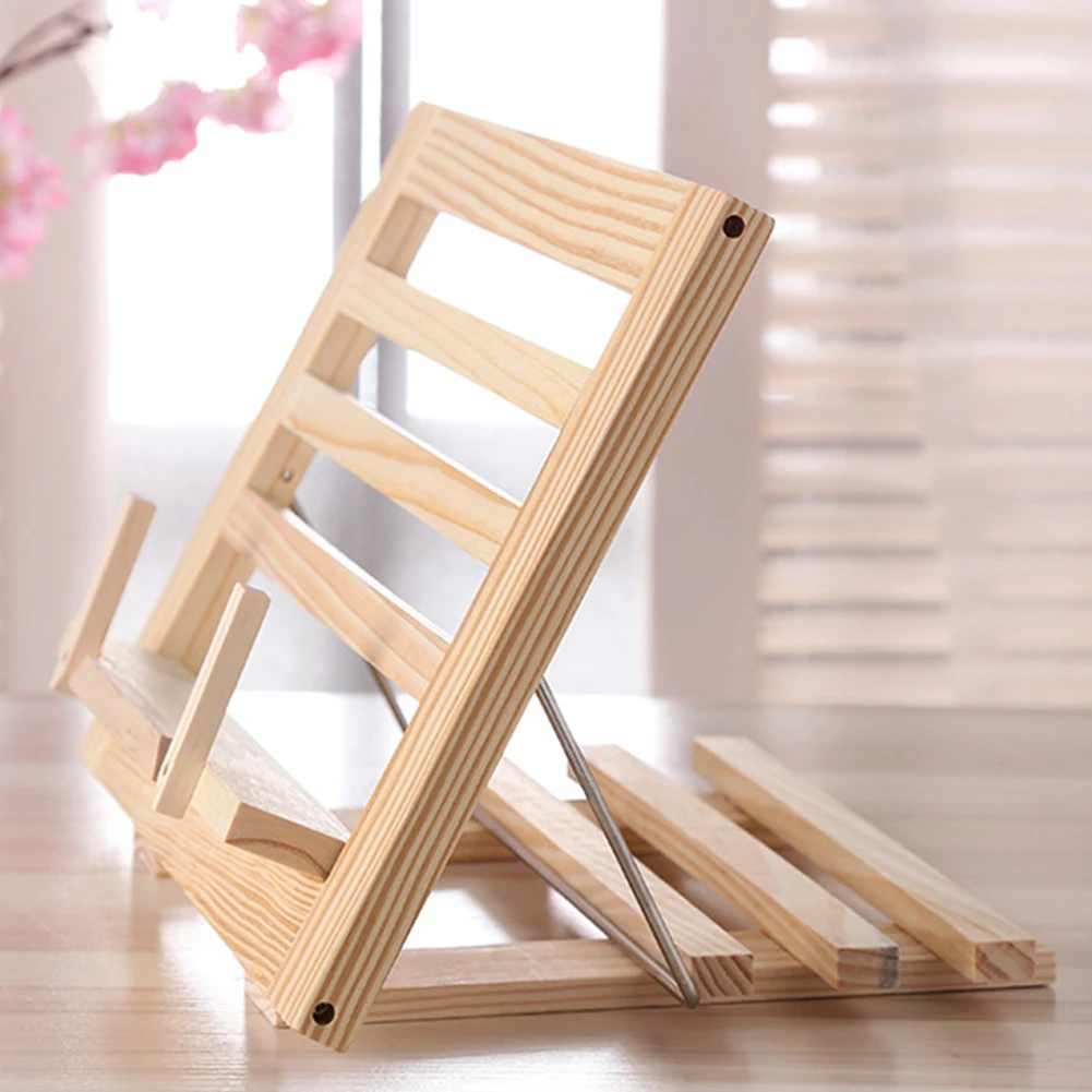 Cook Rest Rack Home Portable Pages Fixed Wooden Frame Reading Stand Adjustable Angle Non-toxic Foldable Lightweight Book Holder |