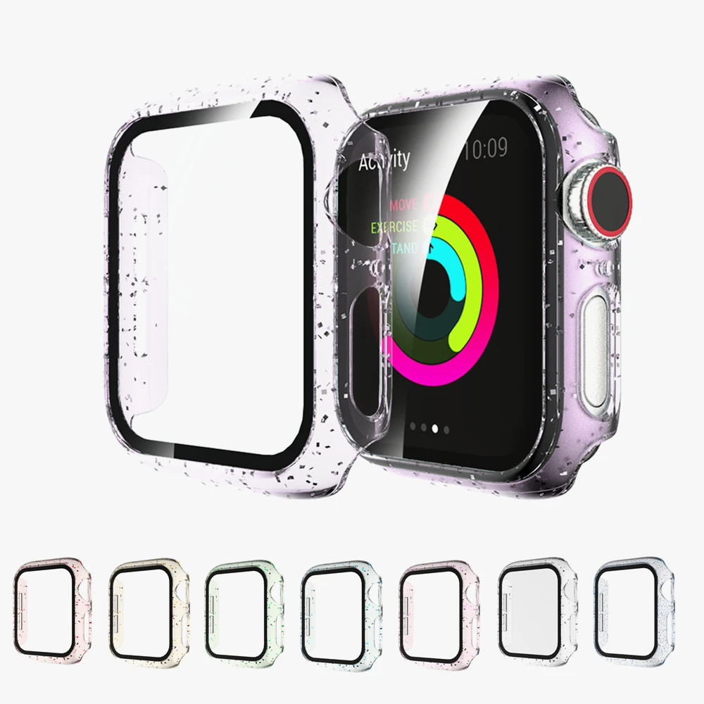 Чехол для часов Bling Защита экрана Apple Watch 44 мм 42 40 38 зеркальное стекло iWatch Series 5 4 3