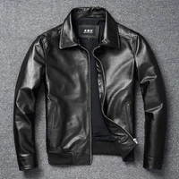 plus size autumn new mens top layer cowhide baseball suit casual motorcycle jacket autumn and winter coat