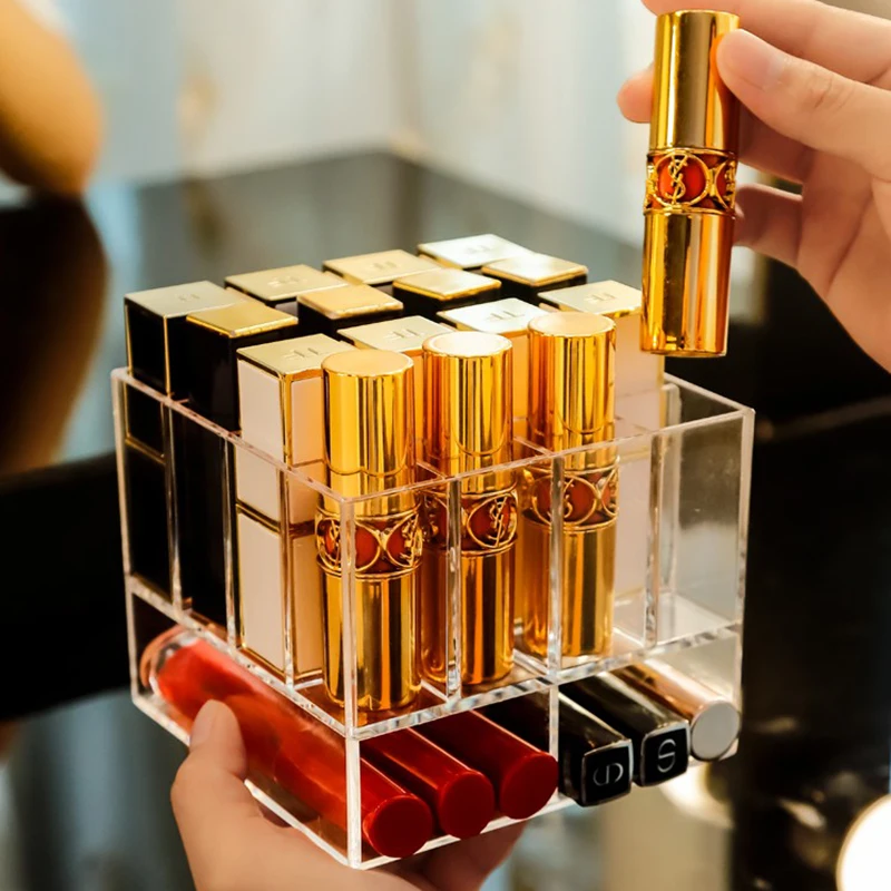 Органайзер для макияжа с 18 ячейками коробка хранения помады держатель кисточек