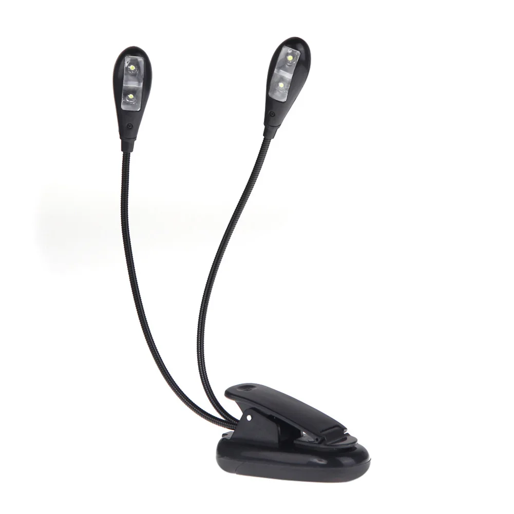 

Портативная гибкая рабочая лампа для чтения, Домашний Светильник с 4 светодиодами и двумя дужками на клипсе для защиты глаз в спальне