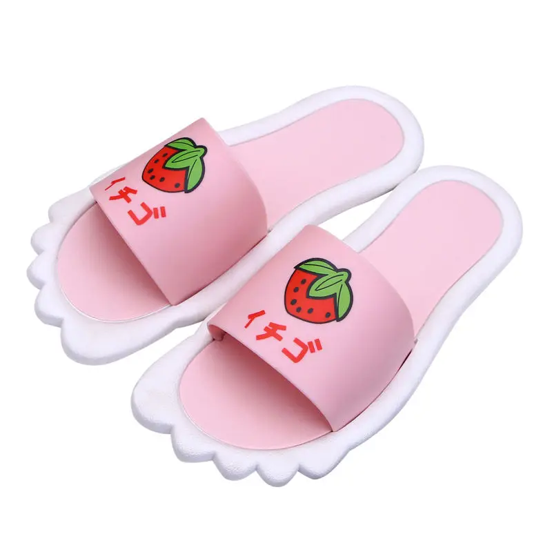 

Pink Fashion Summer Women Slippers Non-slip Soft Leather Ladies Flat Slippers Summer Indoors Shallow Women Slides