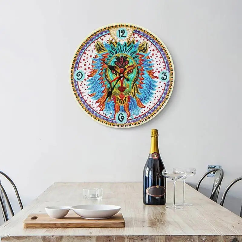 Алмазная картина вышивка крестиком настенные часы сделай сам круглые богемные