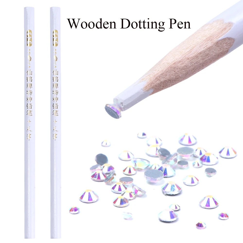 2 шт. деревянная ручка для ногтей стразы хрустальные драгоценные камни