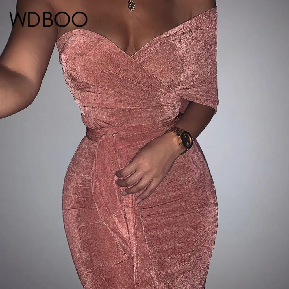 

WDBOO New Versatile Styles Women Slash Neck Bandage Top & Dress Set Off Shoulder Bandeau Top High Waist Midi Skirt Suit 2 Pieces