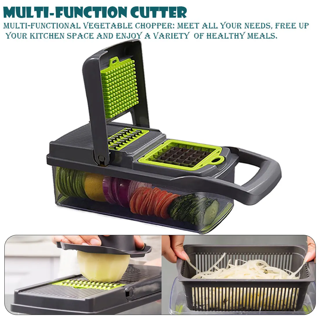 

Mandoline Vegetable Fruit Grater Cutter Peeler Multifunctional Potato Cheese Slicer Kitchen Accessories Basket Drain Basket