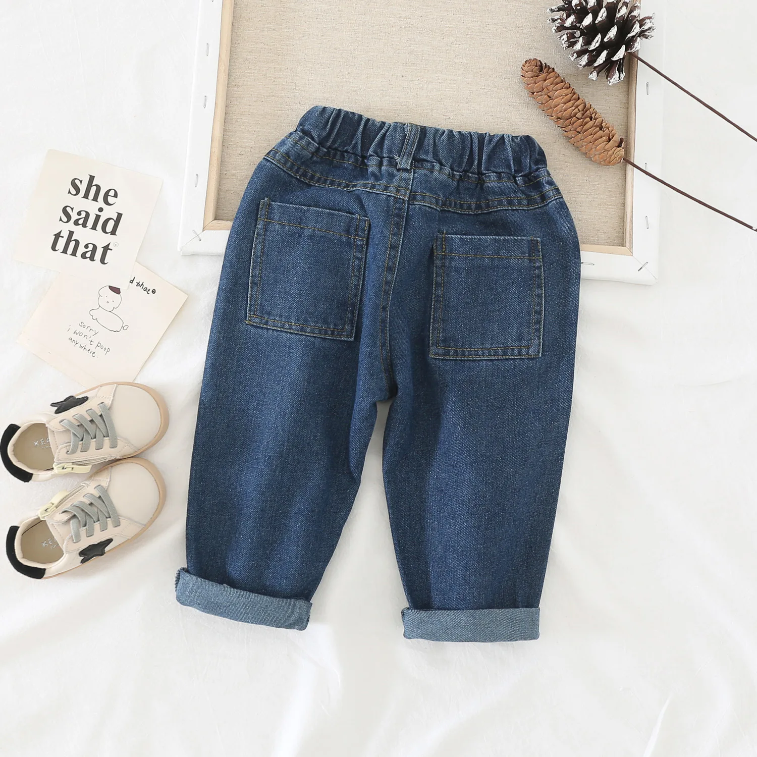 Джинсы WLG детские джинсы синие черные модные брюки весна осень универсальные