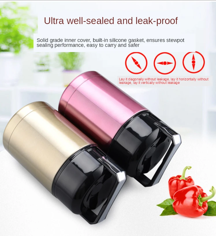 Large Capacity 1000ml Stainless Steel Heated bento Box Smolder Food Porridge Insulated Thermos Vacuum Pot Soup Lunch Bucket |
