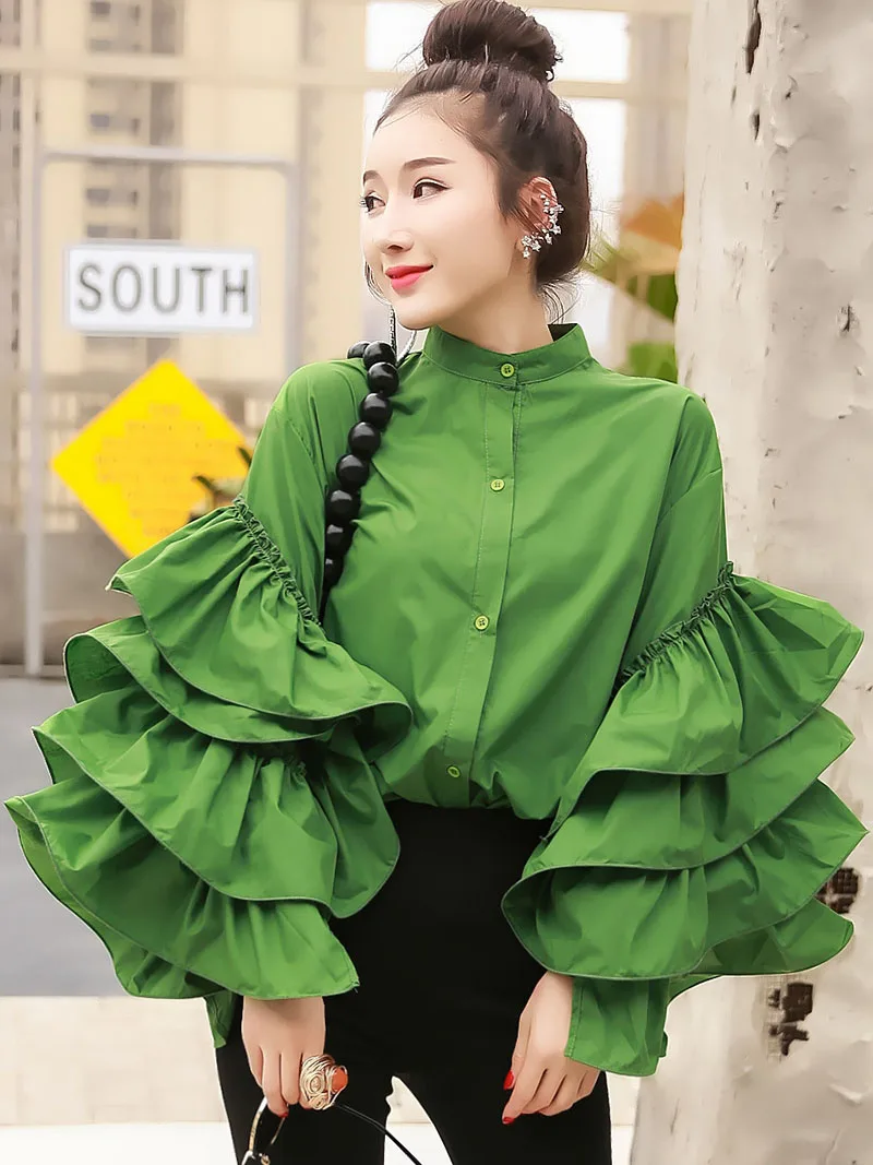 Рубашка женская трехмерная кружевная с круглым вырезом и длинным рукавом |