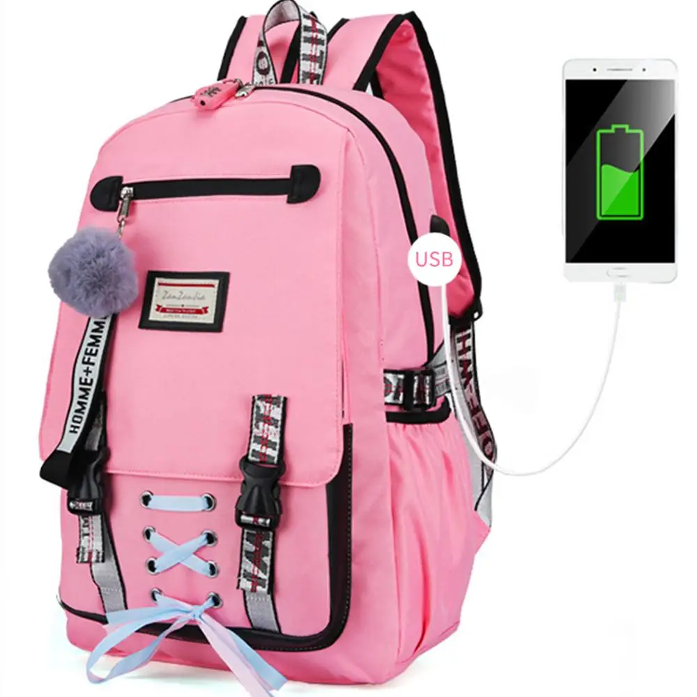 Вместительные школьные ранцы для девочек-подростков рюкзак с защитой от кражи и