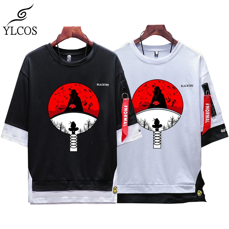 

Anime T-shirt Itachi Cosplay Costume Black White Short Sleeve Fashion Costumes suit