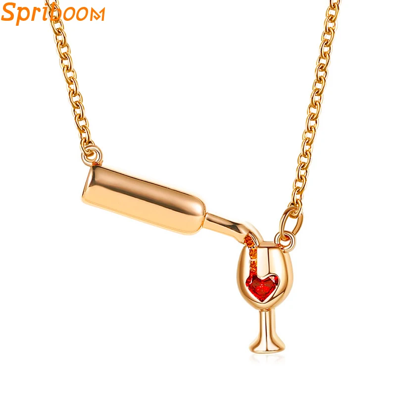 Кулон в виде бокала вина ожерелья для женщин стеклянная бутылка чашка шикарное