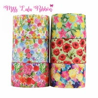 free shipping 125mm 50 yards small flower printed grosgrain ribbon for handmade bow sewing supplies