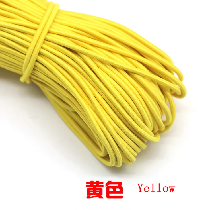 Yellow 10 м/лот, 24 цвета, высокое качество, 3 мм, цветная круглая эластичная повязка, резиновая эластичная веревка, ювелирные браслеты, веревка для улицы, веревка, E-2 - Цвет: Yellow
