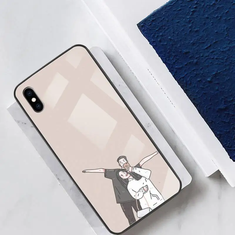 

Simple Love Phone Case For Ipohne 11 Pro Max XR 8 PLUS Cover Case Glass For Iphone 11 Case