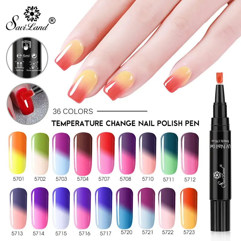 Ручка для гель лака Saviland 36 цветов с изменением температуры УФ хамелеоновый Гель