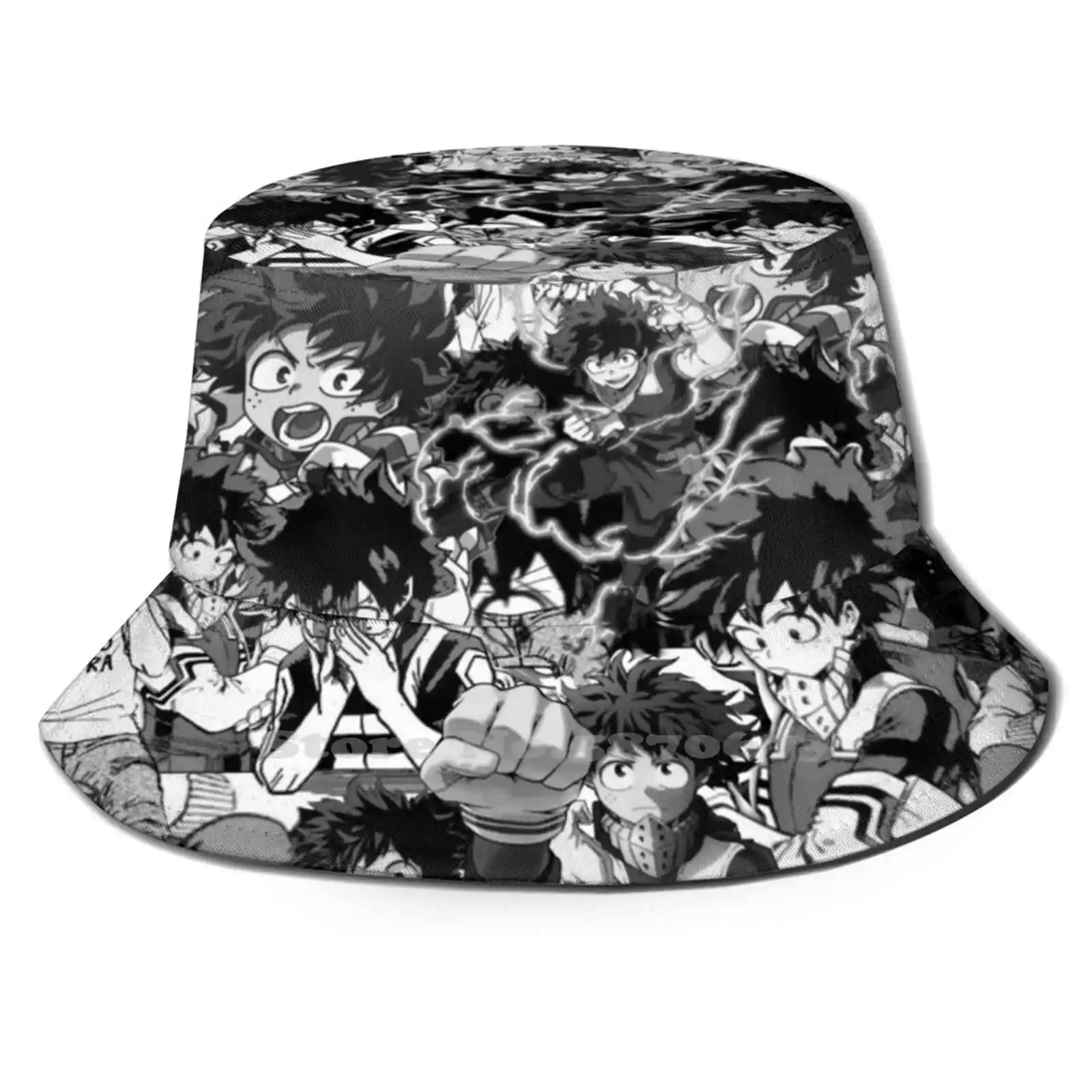 

Deku-Midoriya Izuku-Mask Foldable Bucket Hat Cap Stay Safe Hero Man Academia Academy Boku No Hero Academia Boku
