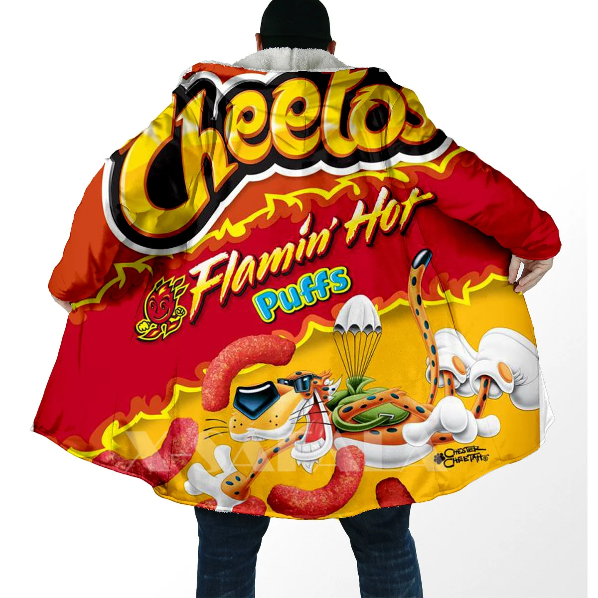 

Funny Food Snack Cheetos All Over 3D Printed Thick Warm Overcoat Coat Hooded Cloak for Men Windproof Fleece Unisex Casual-4