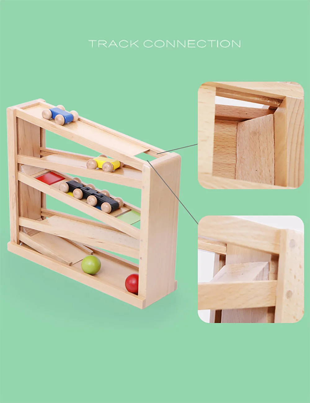 Детская деревянная игрушка-каталка, игрушки из цельного дерева, безопасность окружающей среды водяная краска красочные чемоданы, деревянные гоночные дорожки, подарки для мальчиков и девочек