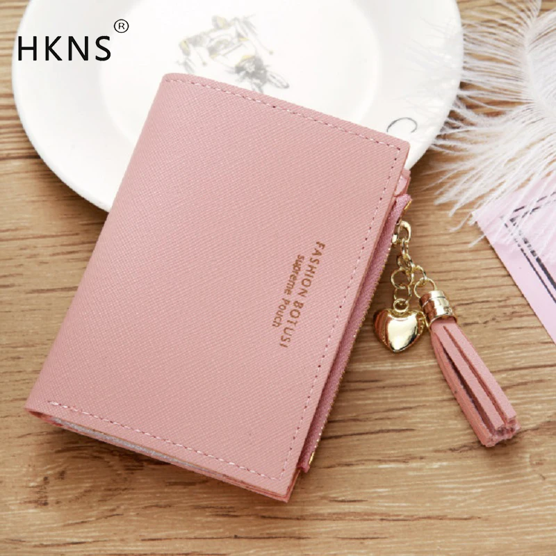 2019 женский кошелек с кисточками Маленький милый для женщин короткие кожаные