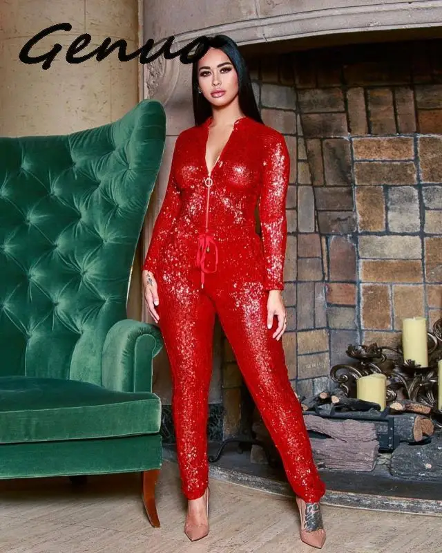 Женский комбинезон на молнии спереди с длинным рукавом|Женские комбинезоны| |