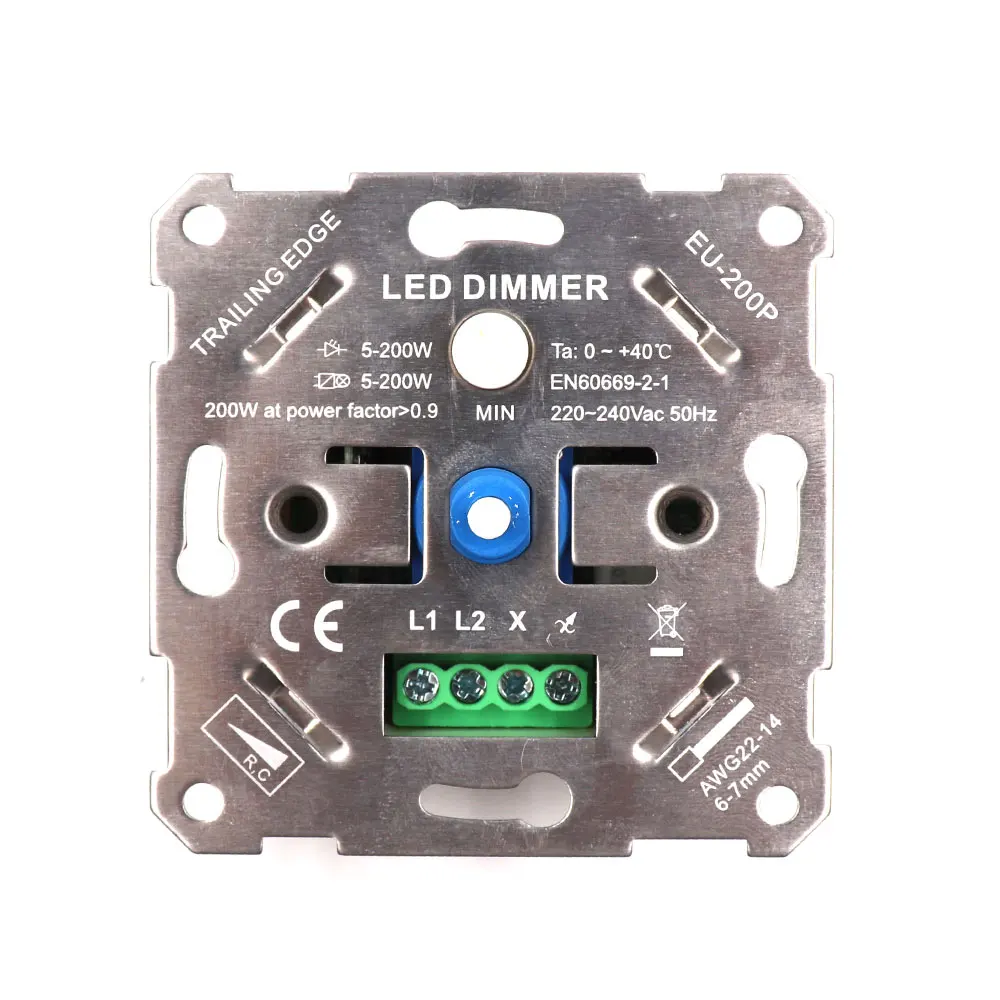

AC Power 220V Dimmer Switch LED Dimming for Spotlight Ceiling Light 100-240V ac 200W Trailing edge switch phase cut/off