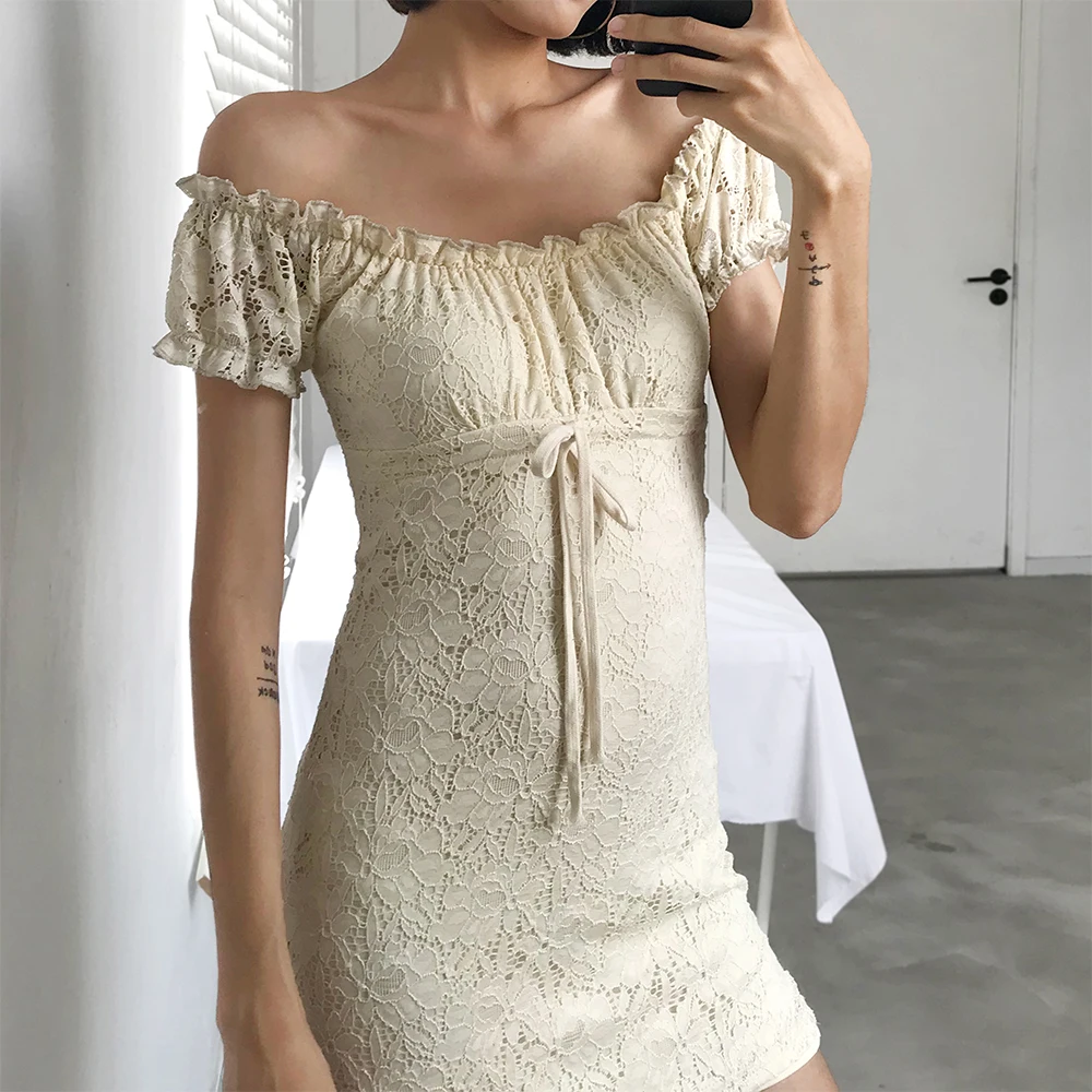 Летнее платье LUZUZI 2020 винтажное повседневное кружевное в стиле бохо мини-платье с