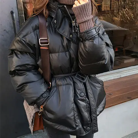 Осенне зимняя одежда женские куртки женская куртка черная пуховая парка модная с