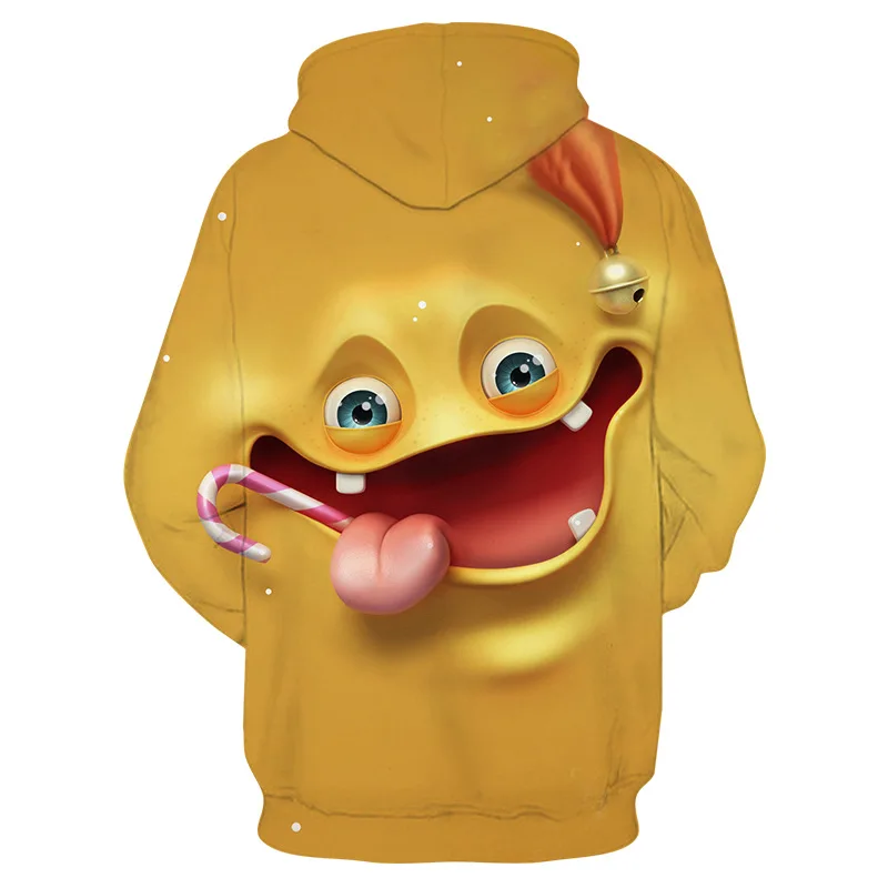 Детская зимняя толстовка с капюшоном крутой пуловер 3D смайликом для маленьких