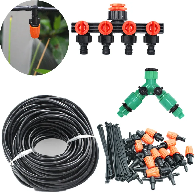 

5-50m Holiday Watering Set With Hose Splitter Adjustbable Nozzle For Garden Water Micro Irrigation Watering Kits Drip Fittings