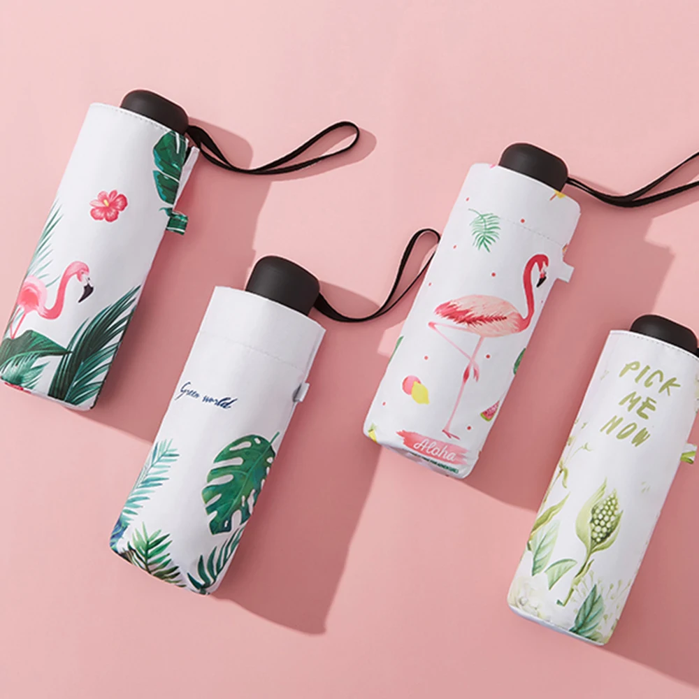 Мини карманный зонтик от дождя для женщин ветрозащитный пять складных