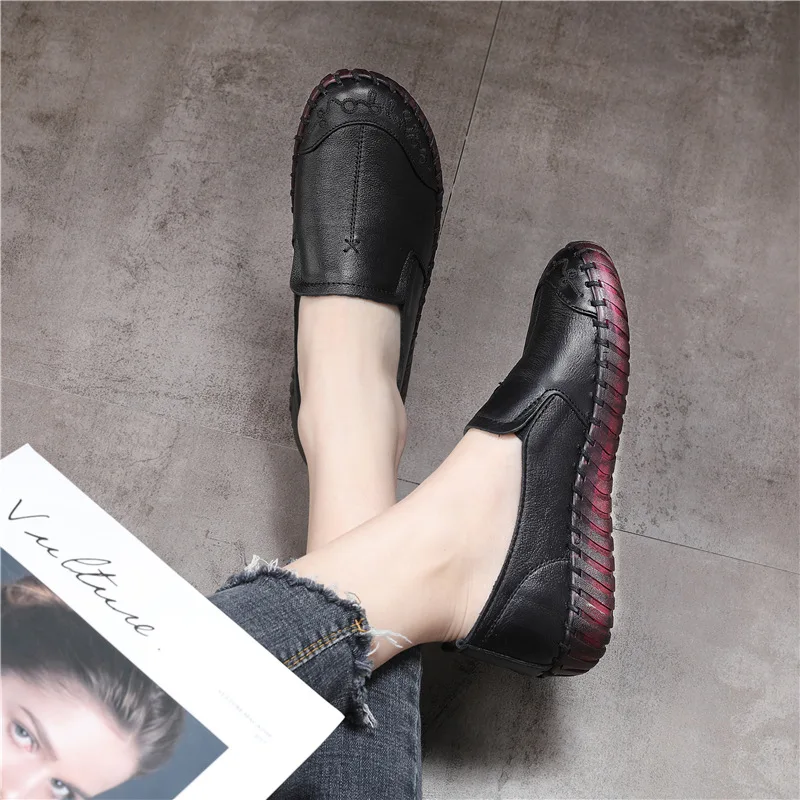 Genuine Cow Leather Spring Shoes For Women Slip-on Designer High Quality Female Casual Loafers Shoe Oxford Flats Women Moccasins