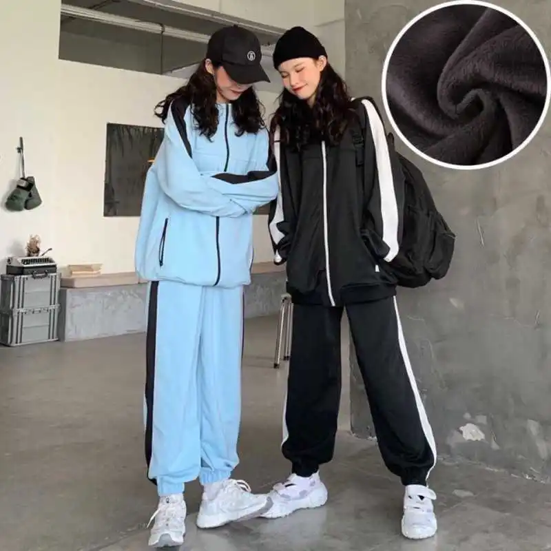 

Spring Autumn Women Sets Zip Sweatshirt Tops+long Straight Pants Preppy Style Women Tracksuits Women Clothing Set