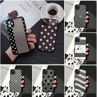 black and white polka dot phone case matte transparent for iphone 7 8 11 12 s mini pro x xs xr max plus clear mobile bag