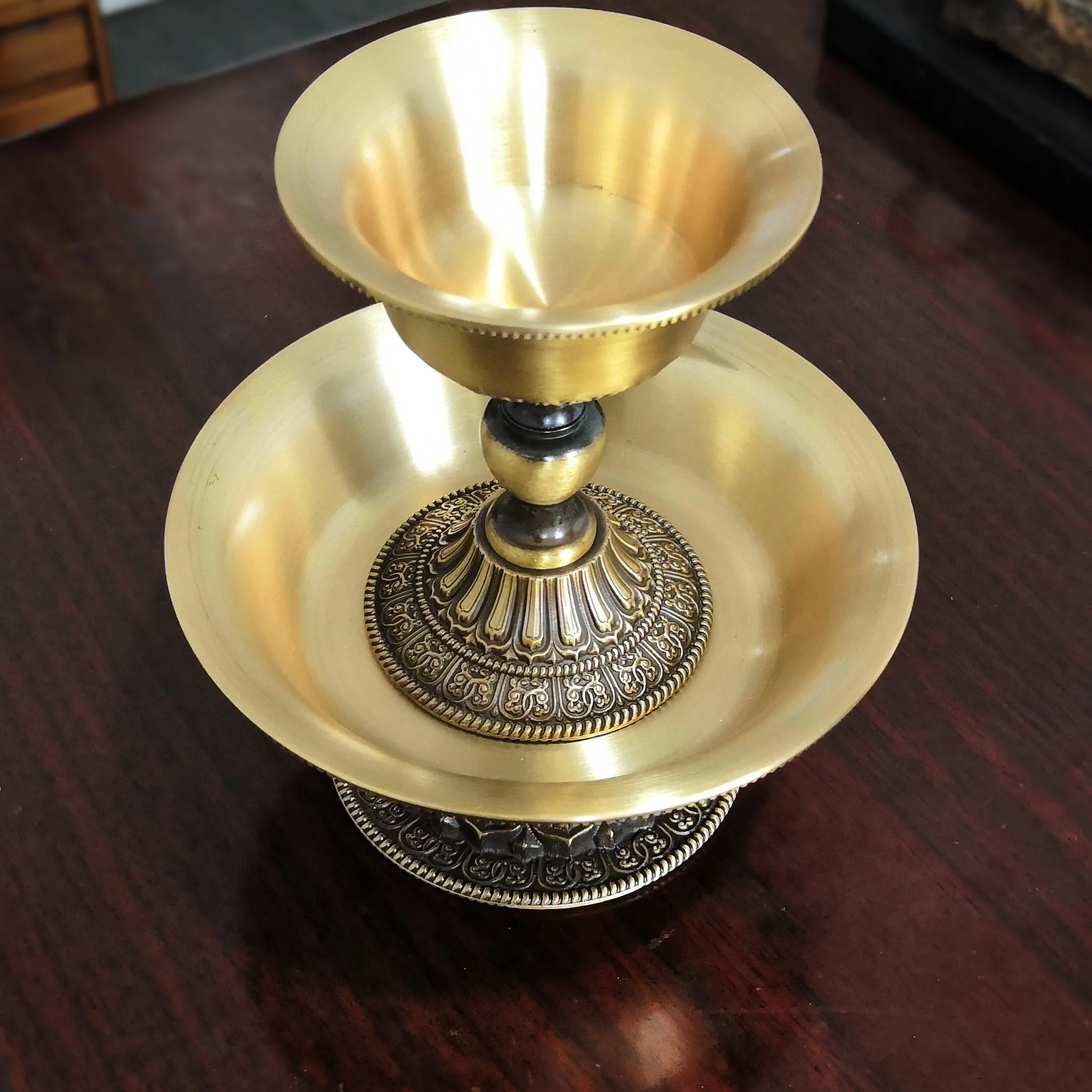 Тибетский медный утолщенный стакан дхарма декоративный поднос для медитации