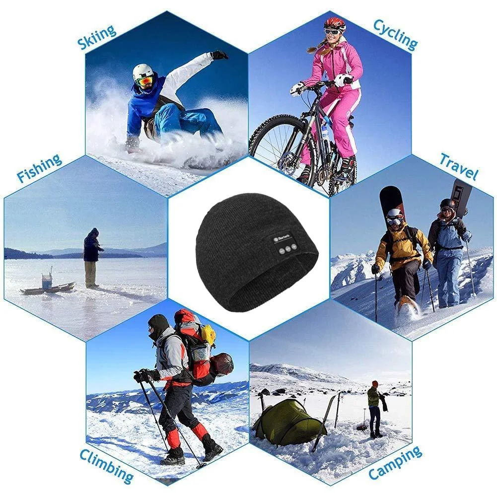 

Bluetooth Earphone Music Hat Winter Wireless Headphone Cap Headset With Mic Sport Hat For Phone Portable Headset