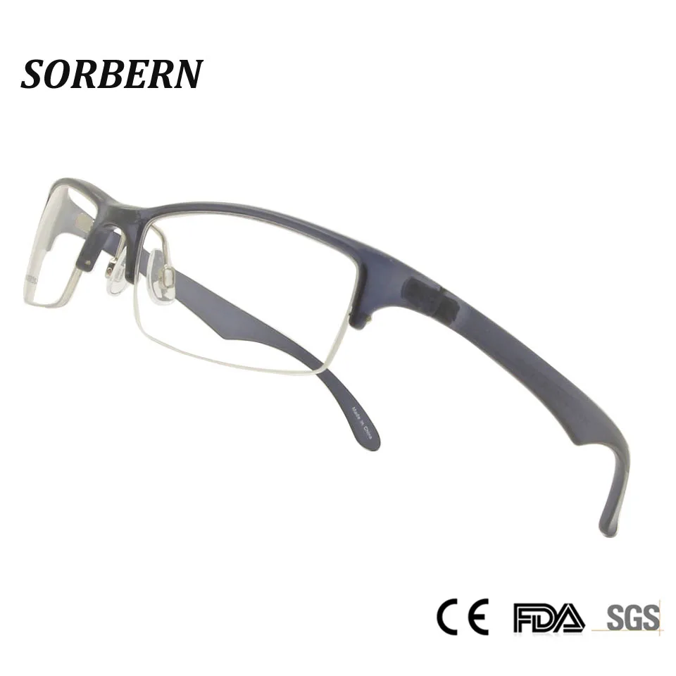 SORBERN TR90 Optical Glasses Frames Ultralight Men Eyeglasses Warp Sports Style Myopia Clear Lens Male Half Rim Eyewear | Аксессуары для