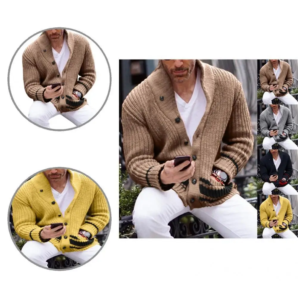 

Потрясающий Повседневный зимний свитер на пуговицах с полувысоким воротником, весенний свитер, пальто контрастных цветов для дома