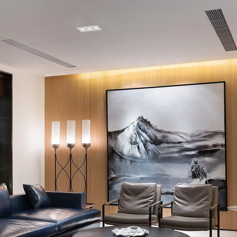 [DBF] квадратный встраиваемый светильник COB с 3 головками регулируемой яркостью 15