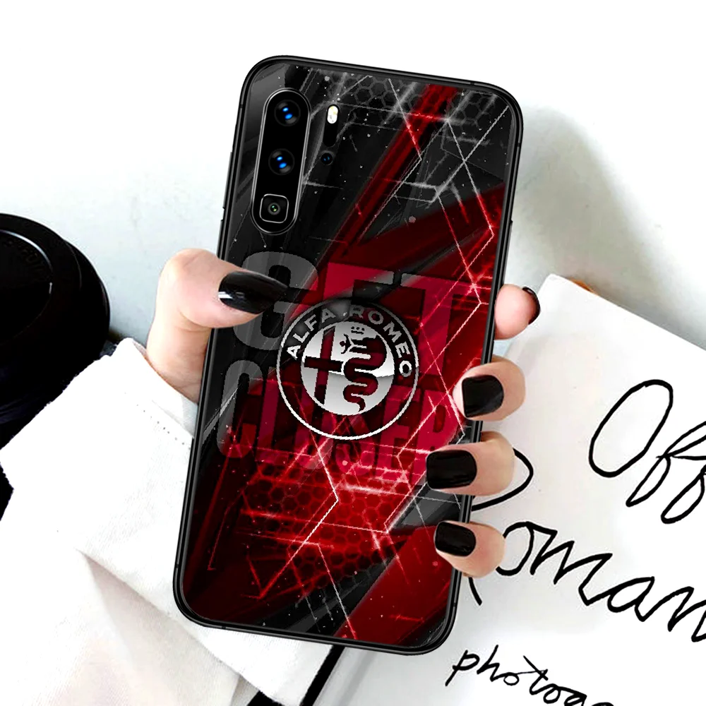 

Luxury Alfa Phone Case For Huawei P Mate Smart 10 20 30 40 Lite Z 2019 Pro black Hoesjes Pretty Shell Luxury Prime 3D Funda